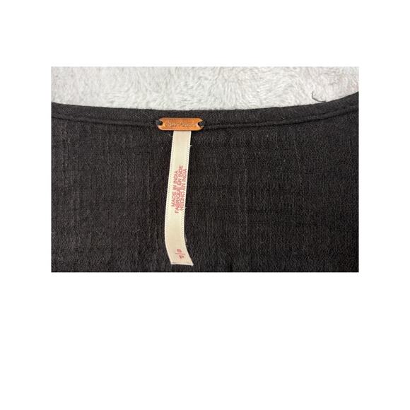 Free People Greta Gauze Button-Down Tunic – Black – Size S - Picture 7 of 8